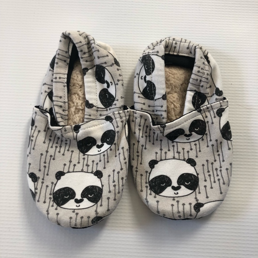 Tiny Baby Soles panda moccasin booties